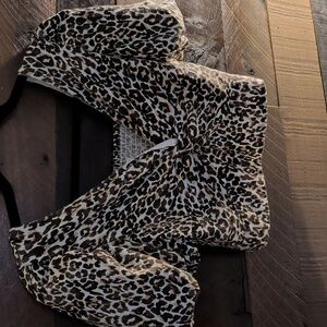 Japna Leopard Print V-Neck Blouse, Mixed Cotton -Rayon-Linen Crop Top.